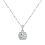 Dây chuyền bạc S925 mặt vuông halo zircon – K0108