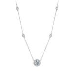 Dây chuyền bạc S925 mặt tròn halo đính đá – K0110