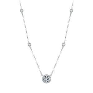 Dây chuyền bạc S925 mặt tròn halo đính đá - K0110