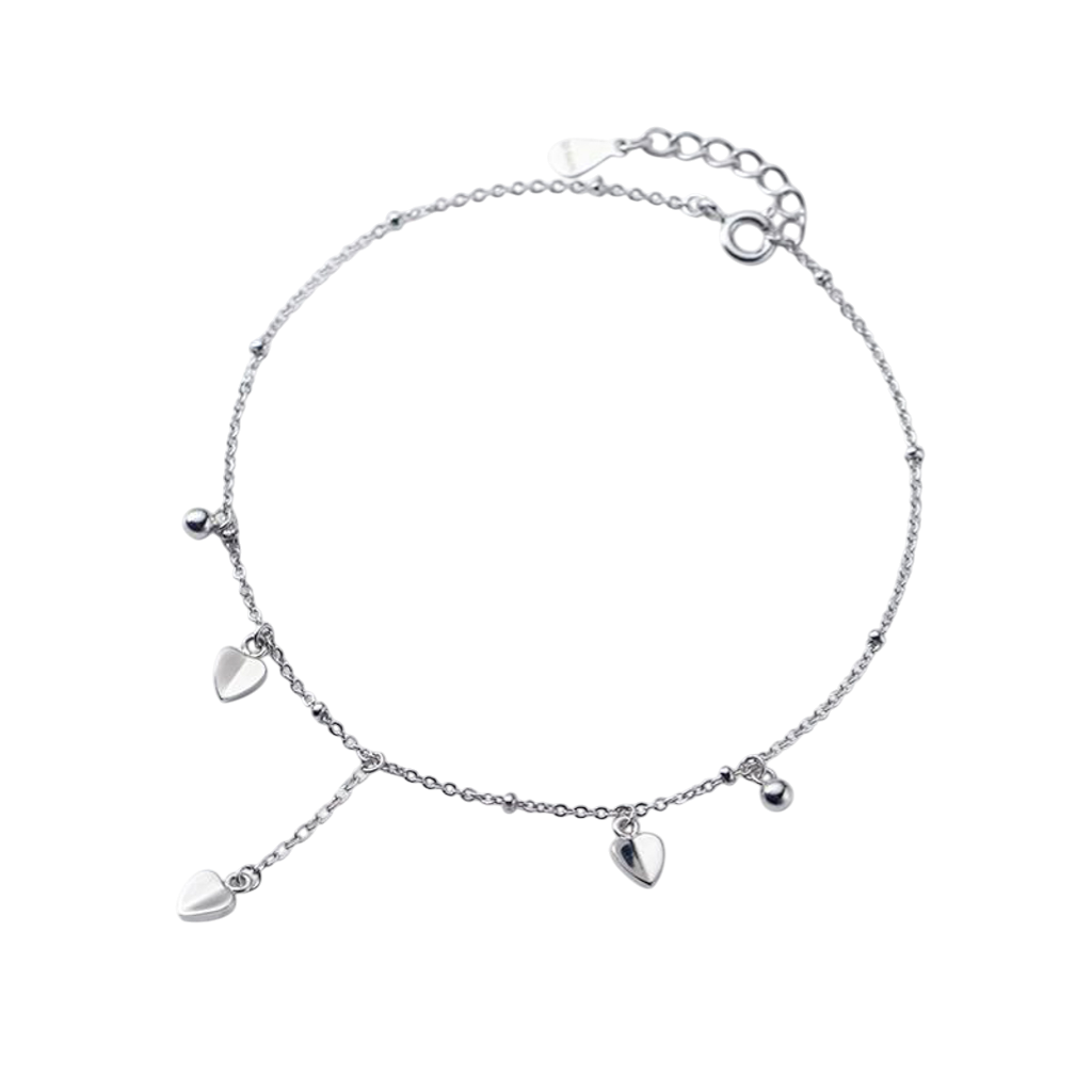 Lắc chân bạc S925 charm trái tim nhỏ - K0123