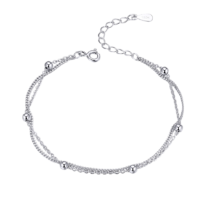 Lắc tay bạc S925 hạt bi hai dây - K0132