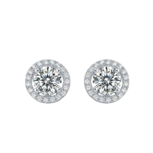 Bông tai bạc S925 moissanite tròn 5li - K0144