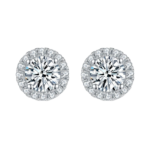 Bông tai bạc S925 moissanite halo 0.5CT – K0145