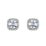 Bông tai bạc S925 moissanite halo vuông – K0146