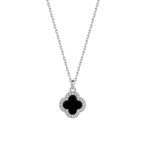 Dây chuyền bạc S925 cỏ 4 lá đen - K0148