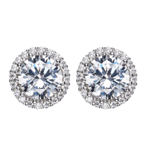 Bông tai bạc S925 đá tròn halo thanh lịch - K0152