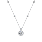 Dây chuyền bạc S925 mặt đá zircon tròn halo – K0153