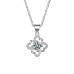 Dây chuyền bạc S925 cỏ bốn lá đính đá zircon – K0154