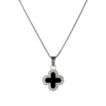 Dây chuyền bạc S925 cỏ bốn lá viền đá zircon – K0157