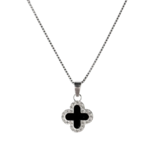 Dây chuyền bạc S925 cỏ bốn lá viền đá zircon - K0157