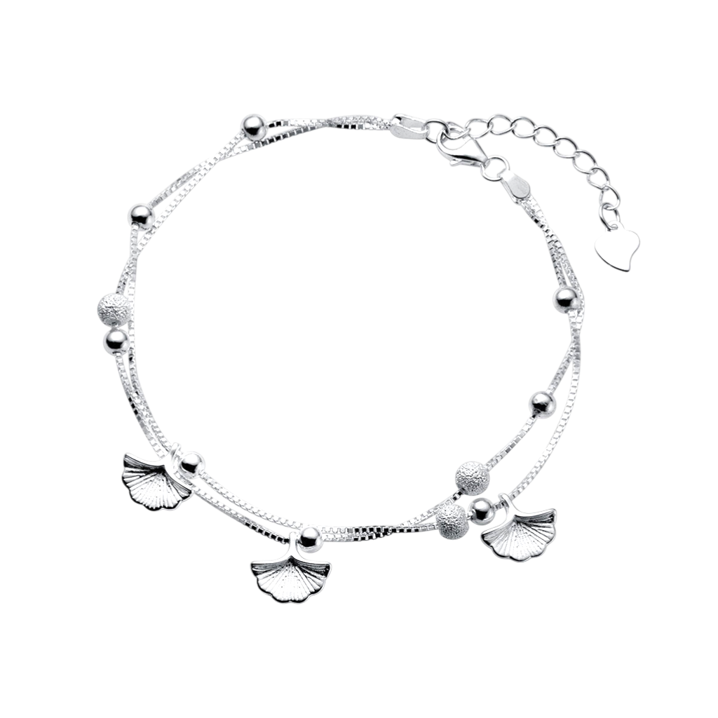 Lắc tay bạc S925 charm lá Ginkgo thanh lịch - K0164