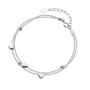 Lắc tay bạc S925 charm trái tim thanh lịch - K0165