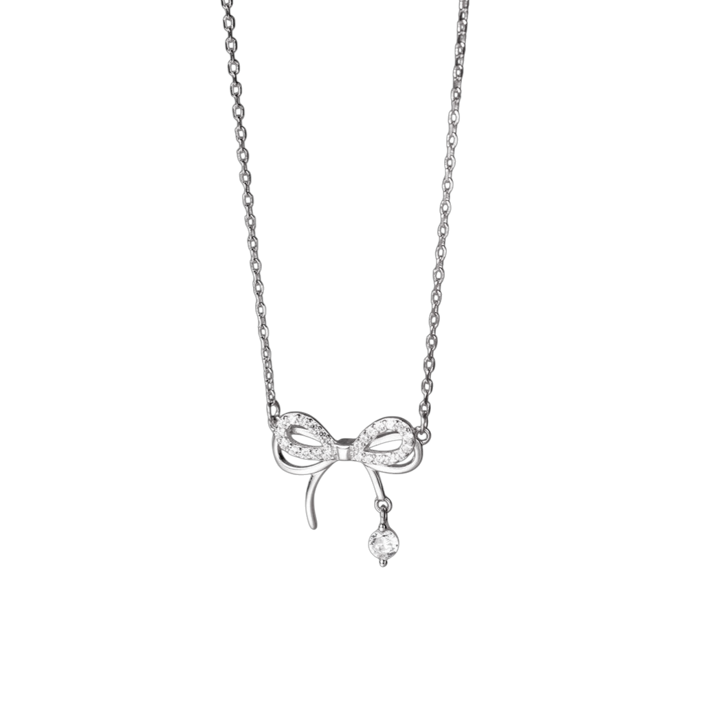 Dây chuyền bạc S925 hình nơ đính đá zircon - K0166