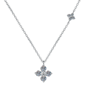 Dây chuyền bạc S925 cỏ bốn lá đính đá moissanite - K0167