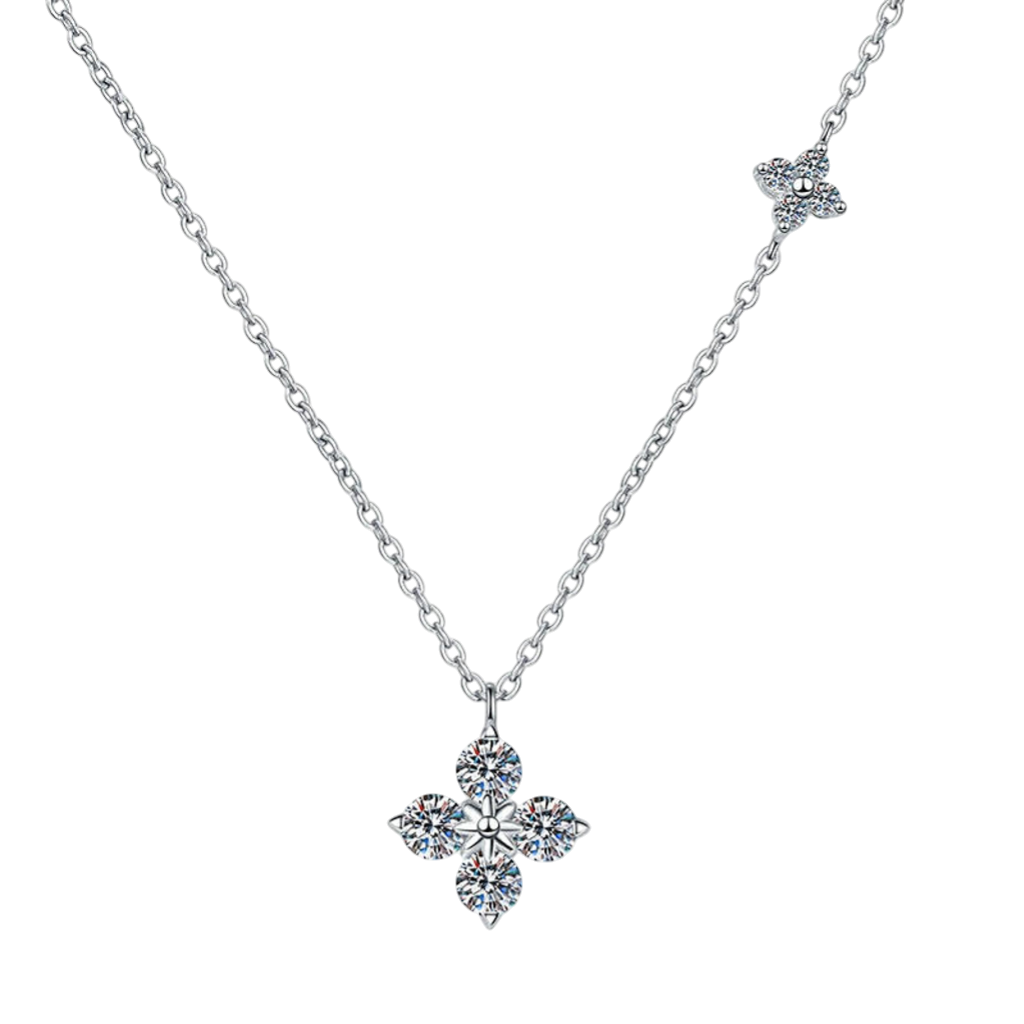 Dây chuyền bạc S925 cỏ bốn lá đính đá moissanite - K0167