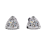 Bông tai bạc S925 đá tam giác halo – K0170