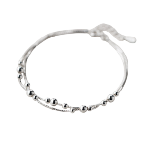 Lắc tay bạc S925 hạt bi đôi tối giản - K0171