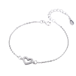 Lắc tay bạc S925 trái tim đính đá - K0173