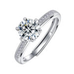 Nhẫn bạc S925 đá tròn đính đá hai bên 💍✨ – K0180
