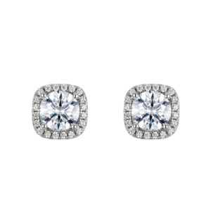 Bông tai bạc S925 đá tròn halo ✨ - K0182