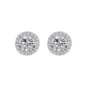 Bông tai bạc S925 đá tròn halo đính đá ✨ - K0183
