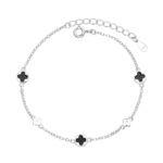 Lắc tay bạc S925 cỏ bốn lá đen 🍀 – K0186