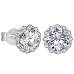 Bông tai bạc S925 đá tròn halo sang trọng ✨ – K0188