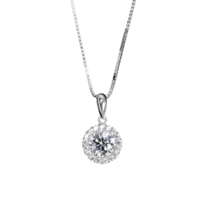 Dây chuyền bạc S925 mặt tròn viền đá - 1207