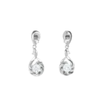 Bông tai bạc s925 thả hoa xoắn đính đá – 1211