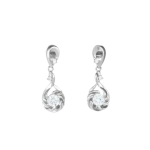 Bông tai bạc s925 thả hoa xoắn đính đá - 1211