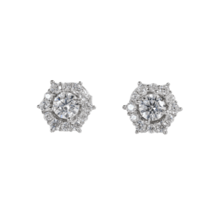 Bông tai bạc s925 đá tròn viền đá nhỏ - 1218