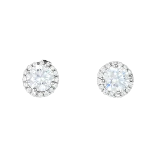 Bông tai bạc xi s925 đá tròn viền đá nhỏ - 1222