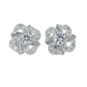 Bông tai bạc s925 hoa xoắn đính đá - 1457