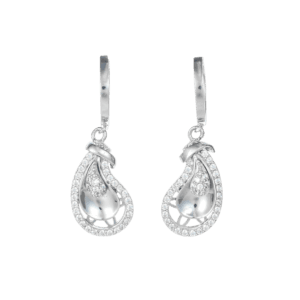 Bông tai bạc s925 giọt nước viền đá - 1708