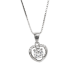 Dây chuyền bạc mặt tim nhỏ đá giữa lung linh – 1712
