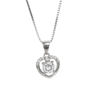 Dây chuyền bạc mặt tim nhỏ đá giữa lung linh - 1712