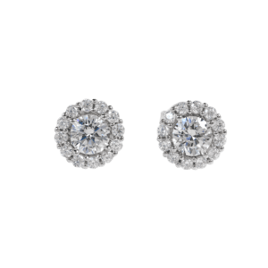 Khuyên tai bạc xi kim đài hoa đá xếp tròn ôm đá tinh tế - 2301