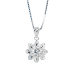 Dây chuyền Bạc KFJ MD đá hoa to xếp 3tầng CT – 2384