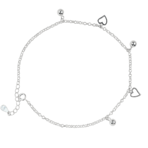 Lắc chân Bạc KFJ hình tim bi - 255