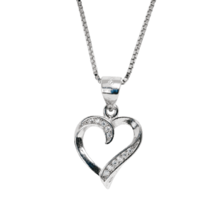 Dây chuyền bạc mặt viền tim mix đá dăm lấp lánh - 2798