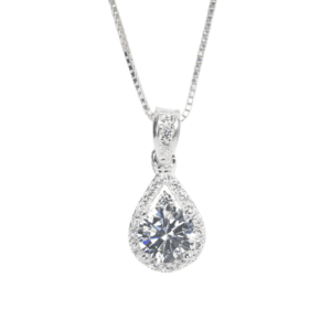 Dây chuyền Bạc KFJ MD đá cao 4chấu viền hình giọt nước nẹp đá - 3218