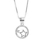 Dây chuyền Bạc KFJ MD viền tròn sao đá giữa – 3518