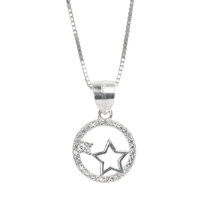 Dây chuyền Bạc KFJ MD viền tròn sao đá giữa - 3518