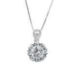 Dây chuyền bạc mặt hoa chấu kiểu nẹp đá kiêu sa – 3520