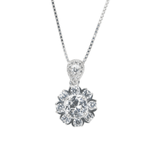 Dây chuyền bạc mặt hoa chấu kiểu nẹp đá kiêu sa - 3520