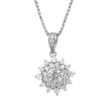 Dây chuyền bạc lụa mặt đá cao bốn chấu bế tỏa hoa – 3557