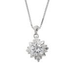 Dây chuyền bạc bi mặt hình thoi ôm tròn đính đá – 3559