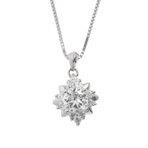 Dây chuyền bạc bi mặt hình thoi ôm tròn đính đá - 3559