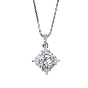 Dây chuyền bạc xích hộp mix trụ mặt thoi đá sang trọng - 3561