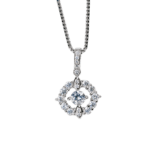 Dây chuyền bạc mặt tròn đá giữa nổi gân oval tinh tế – 3586